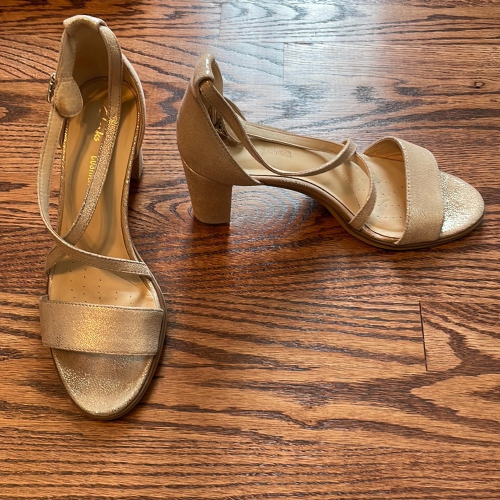 Gold Clark heels